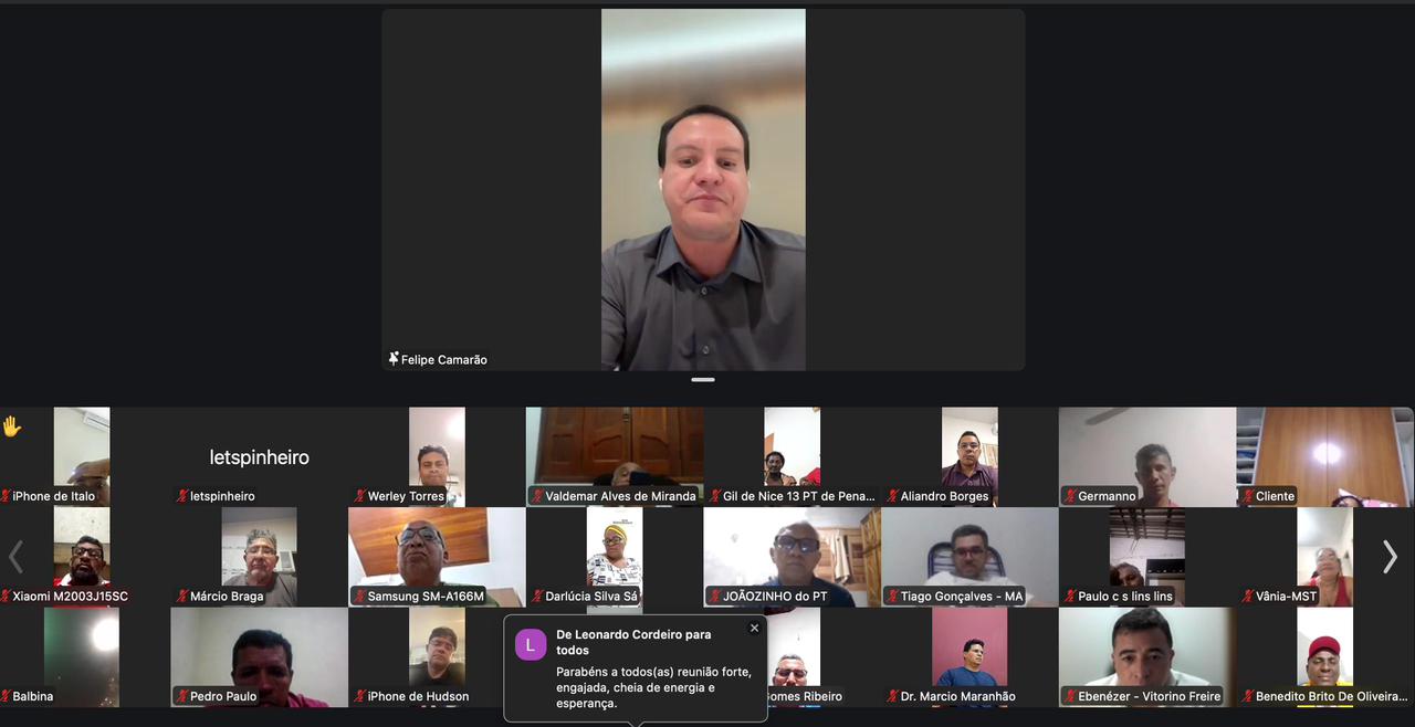 Presidentes, dirigentes e vereadores do PT-MA se reúnem para traçar estratégias com Felipe Camarão
