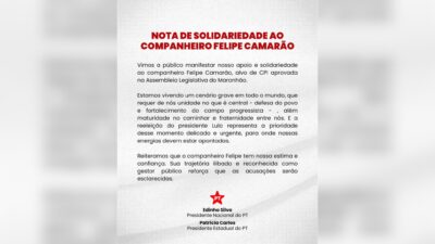 PT sai em defesa de Felipe Camarão após CPI montada na Assembleia